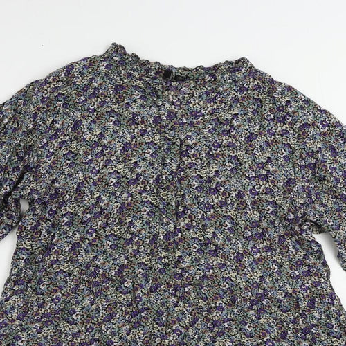 VERO MODA Womens Multicoloured Floral Viscose A-Line Size L V-Neck Pullover