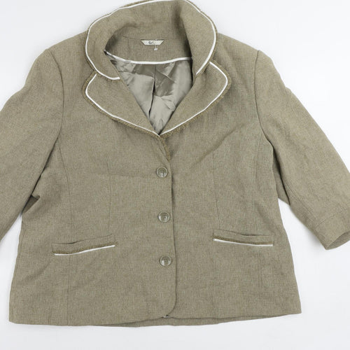 Klass Womens Beige Jacket Blazer Size 22 Button