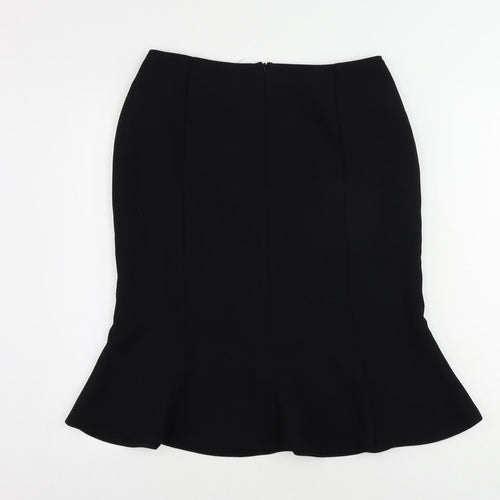 Marks and Spencer Womens Black Polyester Flare Skirt Size 12 Zip - Lined