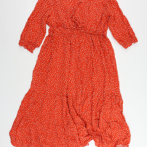 JoJo Maman Bébé Womens Red Polka Dot Viscose A-Line Size M V-Neck Pullover