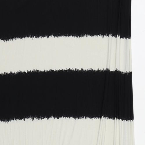 M&Co Womens Black Striped Polyester Maxi Size 16 Round Neck Pullover