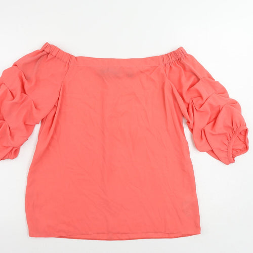 Dorothy Perkins Womens Pink Polyester Basic Blouse Size 8 Off the Shoulder