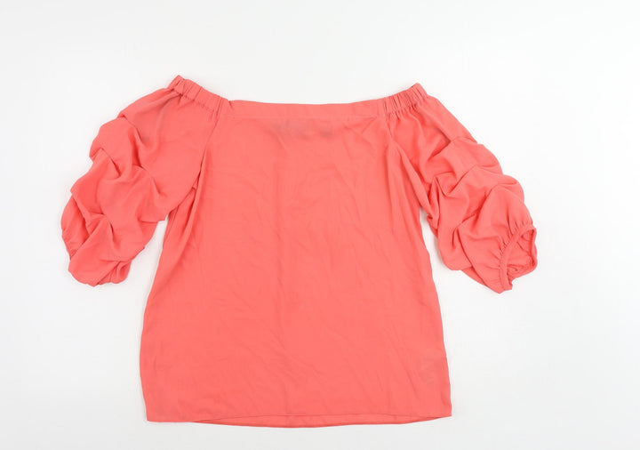 Dorothy Perkins Womens Pink Polyester Basic Blouse Size 8 Off the Shoulder