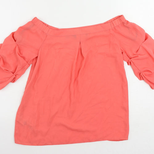 Dorothy Perkins Womens Pink Polyester Basic Blouse Size 8 Off the Shoulder