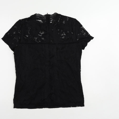 VILA Womens Black Polyamide Basic Blouse Size L Mock Neck