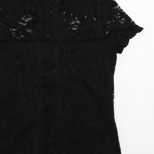 VILA Womens Black Polyamide Basic Blouse Size L Mock Neck