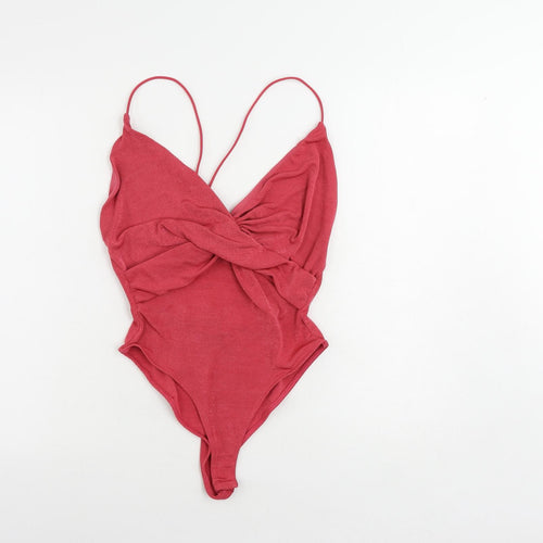 Zara Womens Pink Polyester Bodysuit One-Piece Size M Snap