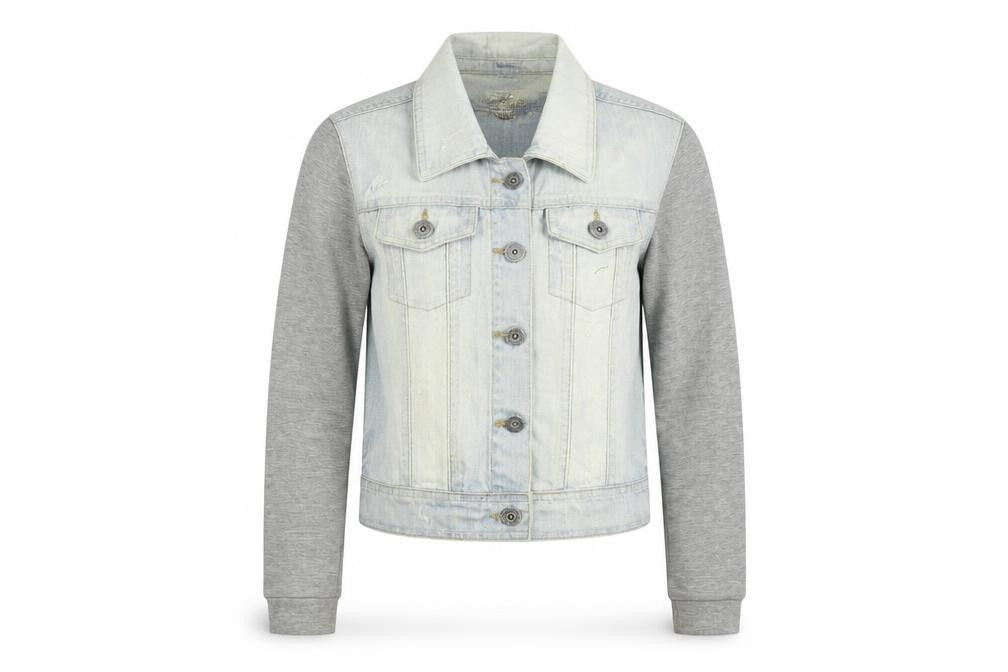 Front view of Krisp women’s blue jacket, size UK 8, button
