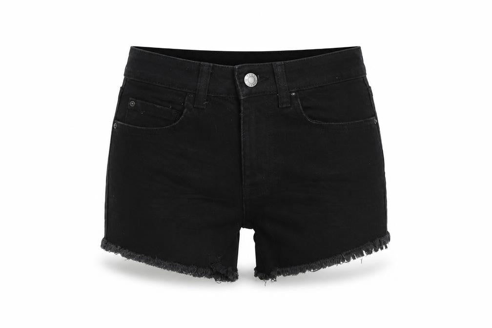 Denim & Co. Womens Black Cotton Cut-Off Shorts Size 6 L4 in Regular Zip