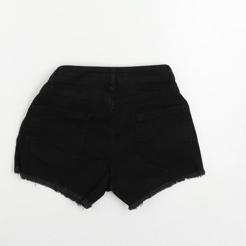 Denim & Co. Womens Black Cotton Cut-Off Shorts Size 6 L4 in Regular Zip