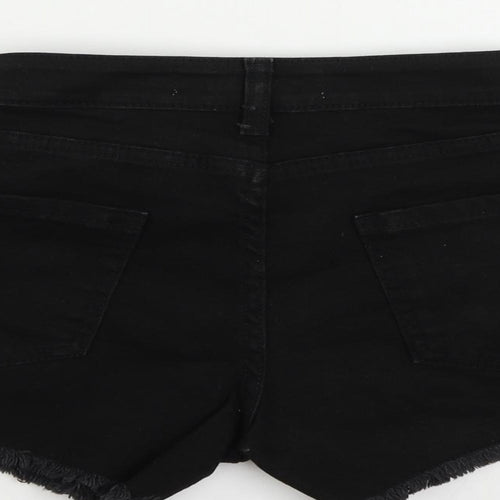 Denim & Co. Womens Black Cotton Cut-Off Shorts Size 6 L4 in Regular Zip