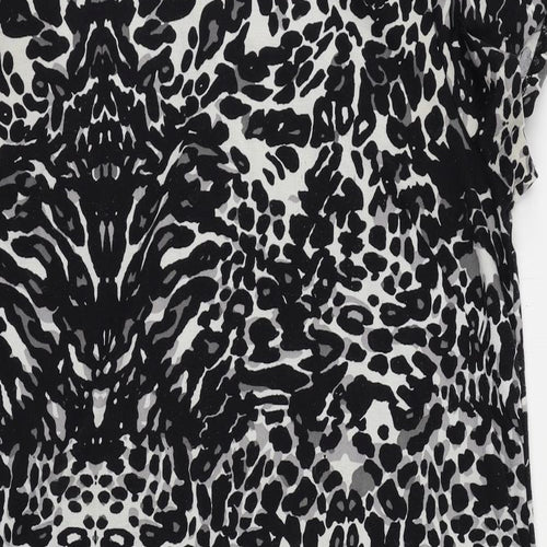 H&M Womens Black Animal Print Polyester T-Shirt Dress Size XL Round Neck Zip