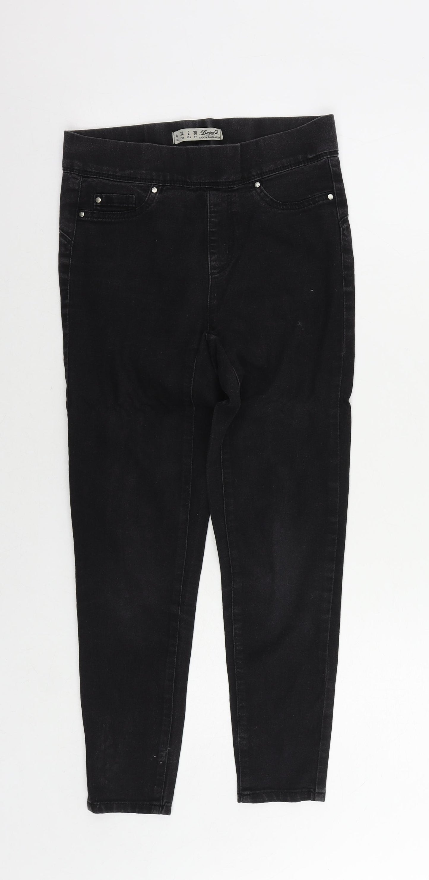 Denim & Co. Womens Black Cotton Jegging Jeans Size 6 L24 in Regular - Elastic Waist