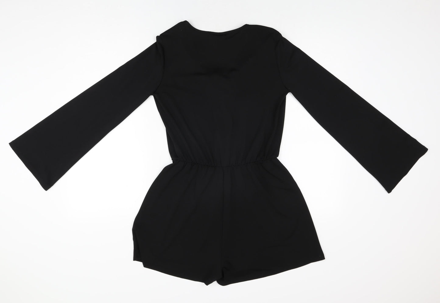 Topshop Womens Black Polyester Playsuit One-Piece Size 10 Tie