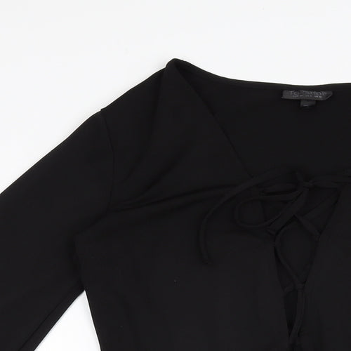 Topshop Womens Black Polyester Playsuit One-Piece Size 10 Tie