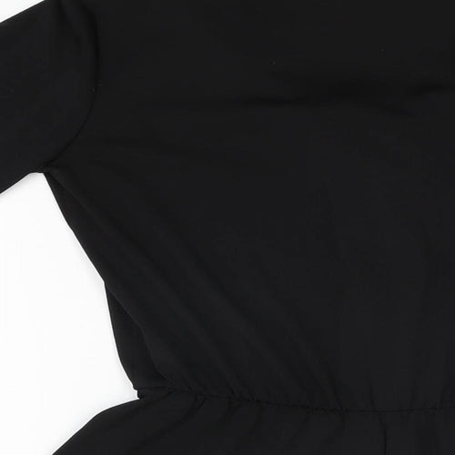 Topshop Womens Black Polyester Playsuit One-Piece Size 10 Tie