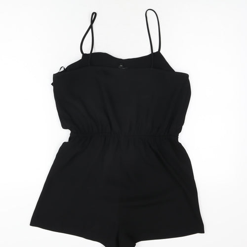 Topshop Womens Black Polyester Playsuit One-Piece Size 10 L3 in Pullover