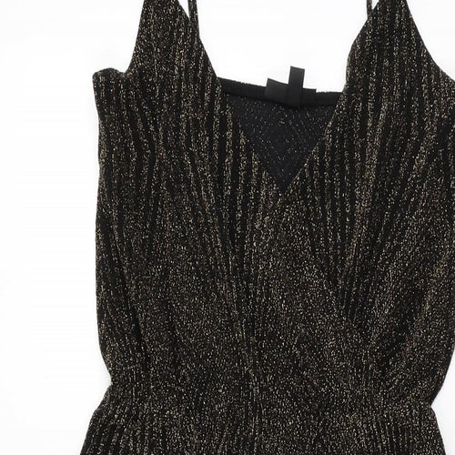 Topshop Womens Black Nylon Jumpsuit One-Piece Size 6 L15 in Pullover
