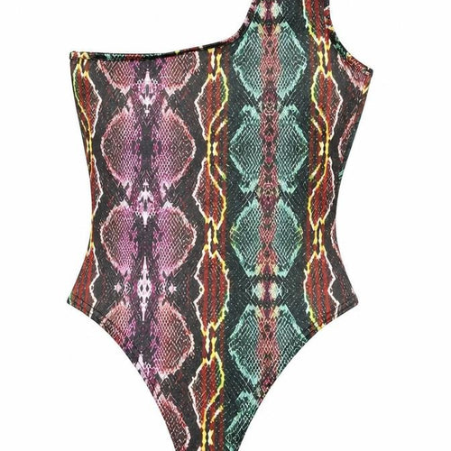 I SAW IT FIRST Womens Multicoloured Animal Print Polyester Bodysuit One-Piece Size 8 Snap