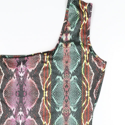 I SAW IT FIRST Womens Multicoloured Animal Print Polyester Bodysuit One-Piece Size 8 Snap