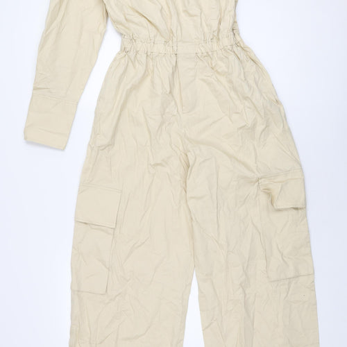 Zara Womens Beige Cotton Jumpsuit One-Piece Size XS L30 in Zip
