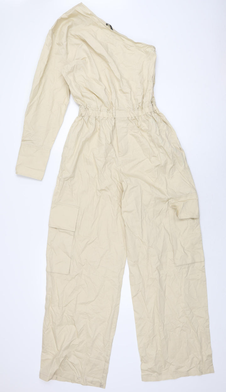 Zara Womens Beige Cotton Jumpsuit One-Piece Size XS L30 in Zip