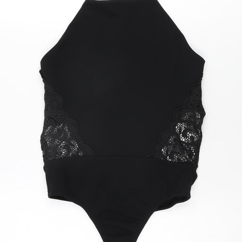 Missguided Womens Black Polyester Bodysuit One-Piece Size 10 Snap