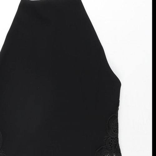 Missguided Womens Black Polyester Bodysuit One-Piece Size 10 Snap