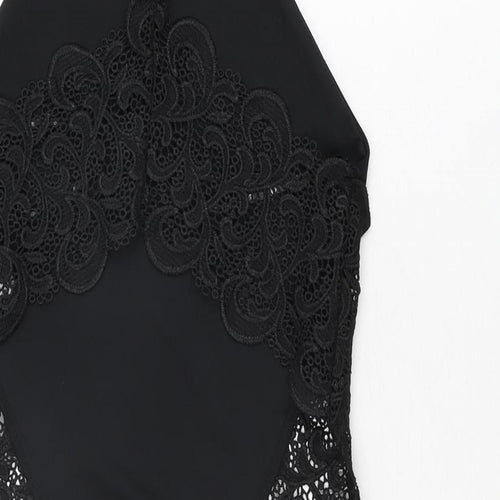 Missguided Womens Black Polyester Bodysuit One-Piece Size 10 Snap