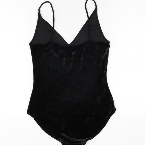 H&M Womens Black Polyester Bodysuit One-Piece Size S Snap