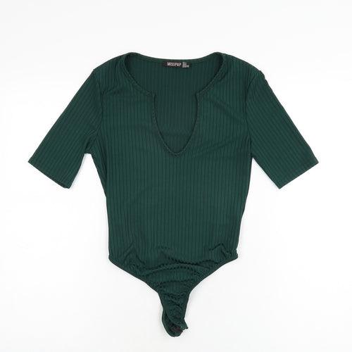 Misspap Womens Green Polyester Bodysuit One-Piece Size 6 Snap