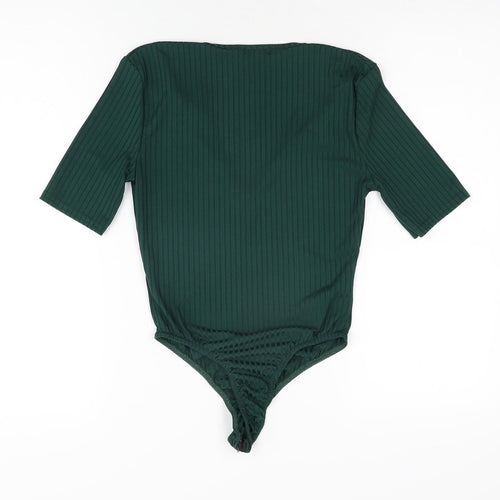 Misspap Womens Green Polyester Bodysuit One-Piece Size 6 Snap