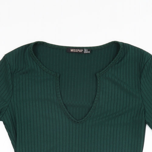 Misspap Womens Green Polyester Bodysuit One-Piece Size 6 Snap