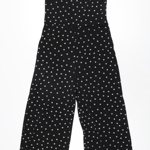 Boohoo Womens Black Polka Dot Polyester Jumpsuit One-Piece Size 8 L19 in Pullover