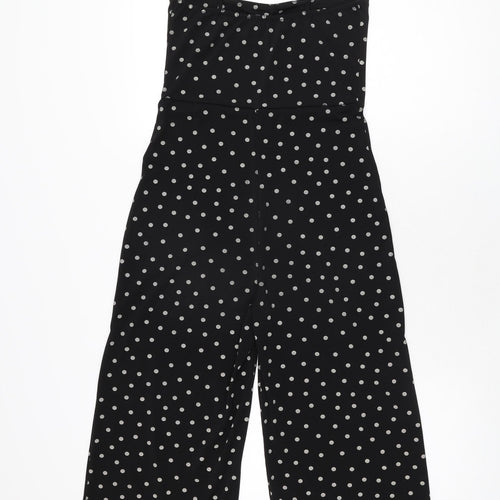 Boohoo Womens Black Polka Dot Polyester Jumpsuit One-Piece Size 8 L19 in Pullover
