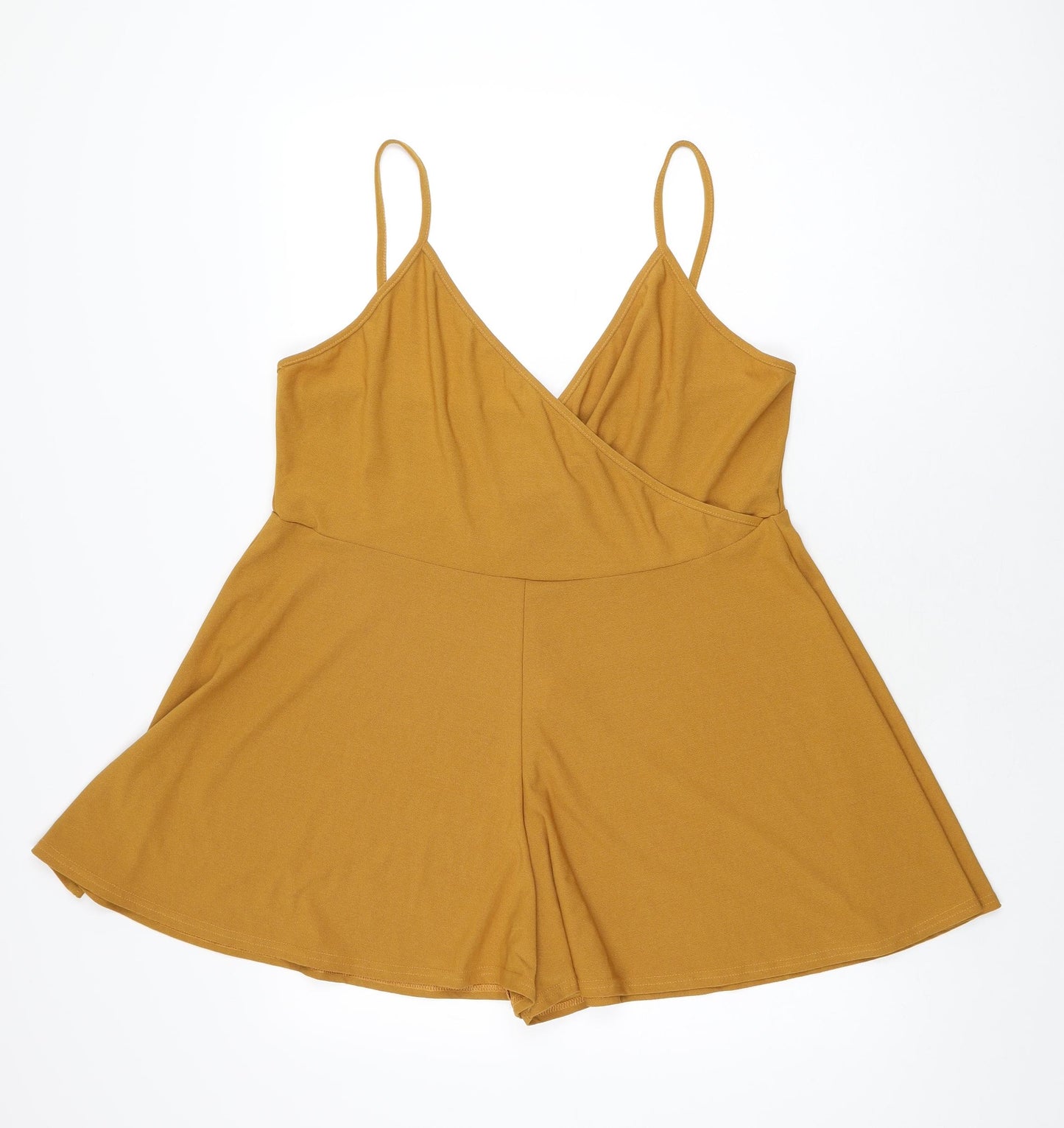 Boohoo Womens Yellow Polyester Playsuit One-Piece Size 20 L3 in Pullover