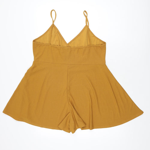 Boohoo Womens Yellow Polyester Playsuit One-Piece Size 20 L3 in Pullover