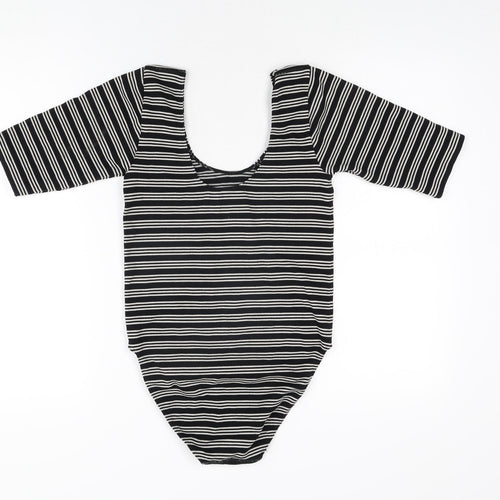 NEXT Womens Black Striped Nylon Bodysuit One-Piece Size S Pullover
