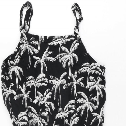 H&M Girls Black Geometric Viscose Playsuit One-Piece Size 12-13 Years Drawstring
