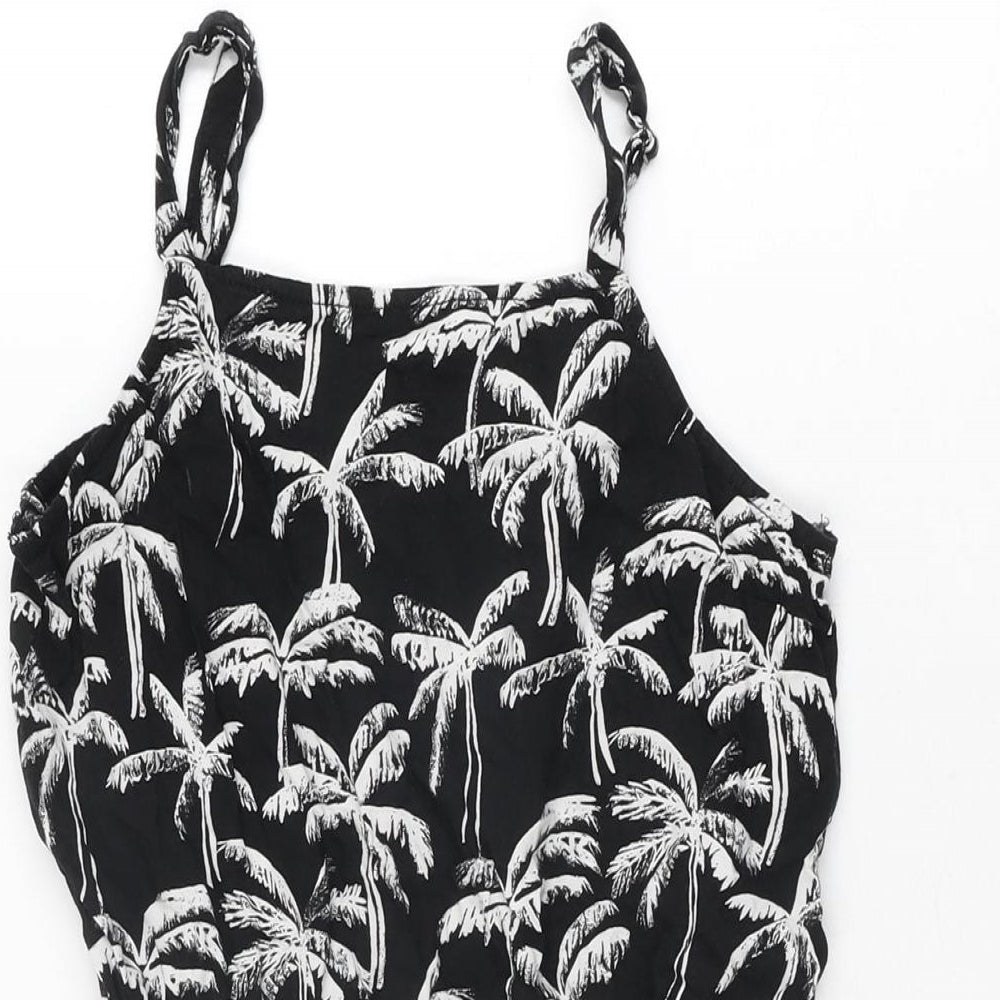 H&M Girls Black Geometric Viscose Playsuit One-Piece Size 12-13 Years Drawstring