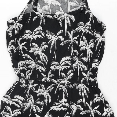H&M Girls Black Geometric Viscose Playsuit One-Piece Size 12-13 Years Drawstring