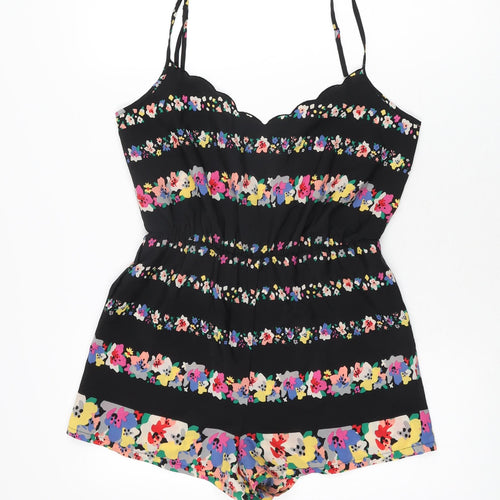 Staring at Stars Womens Black Floral Polyester Playsuit One-Piece Size XS Pullover