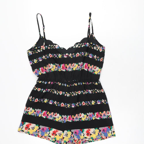 Staring at Stars Womens Black Floral Polyester Playsuit One-Piece Size XS Pullover