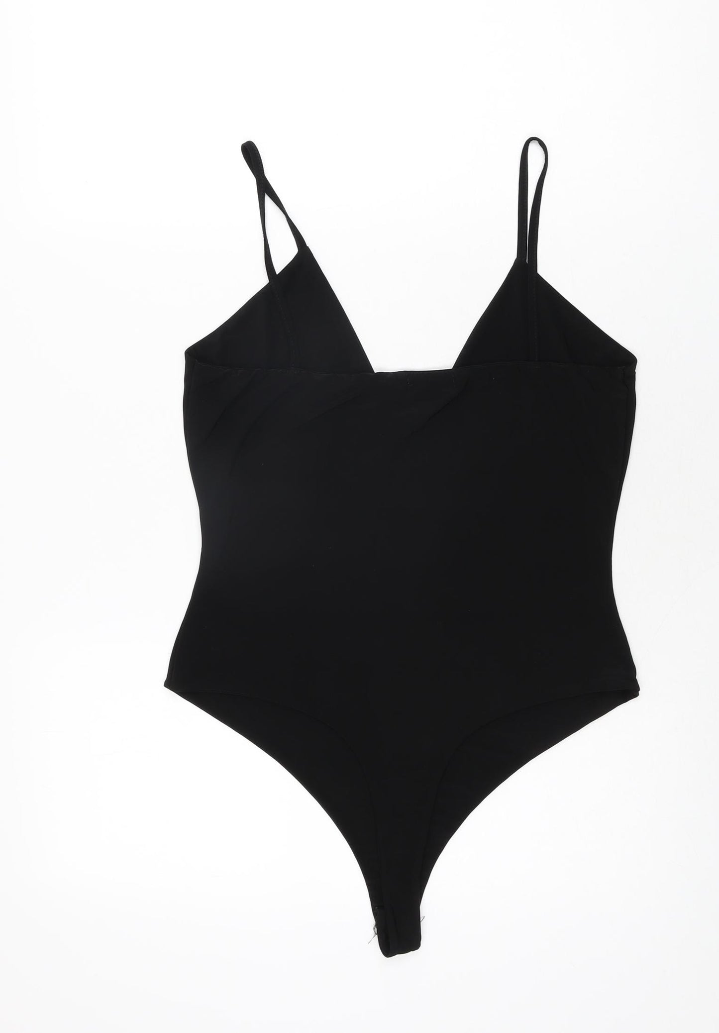 PRETTYLITTLETHING Womens Black Polyester Bodysuit One-Piece Size 16 Snap