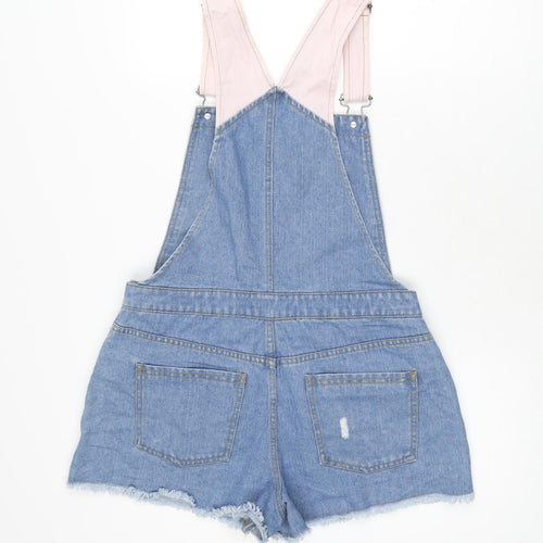 Missguided Womens Blue Cotton Dungaree One-Piece Size 12 L3 in Button