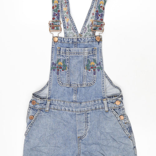Miss Selfridge Womens Blue Cotton Dungaree One-Piece Size 6 Button