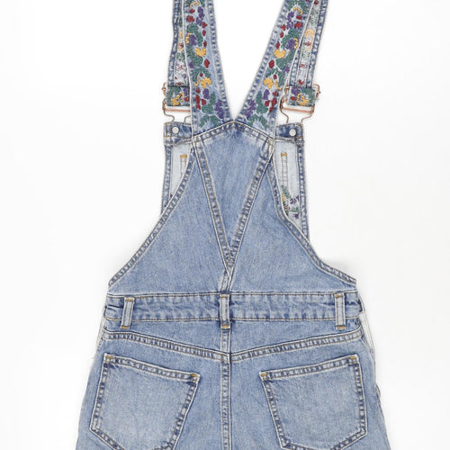 Miss Selfridge Womens Blue Cotton Dungaree One-Piece Size 6 Button