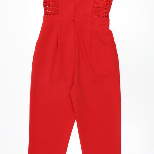 New Look Womens Red Polyester Jumpsuit One-Piece Size 8 L25 in Zip