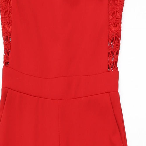 New Look Womens Red Polyester Jumpsuit One-Piece Size 8 L25 in Zip