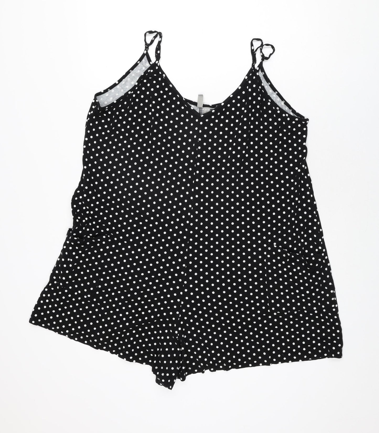 ASOS Womens Black Polka Dot Viscose Playsuit One-Piece Size 16 L3 in Pullover